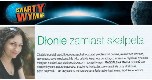 artykuł o Magdalenie Marii Boroń chiropraktyk